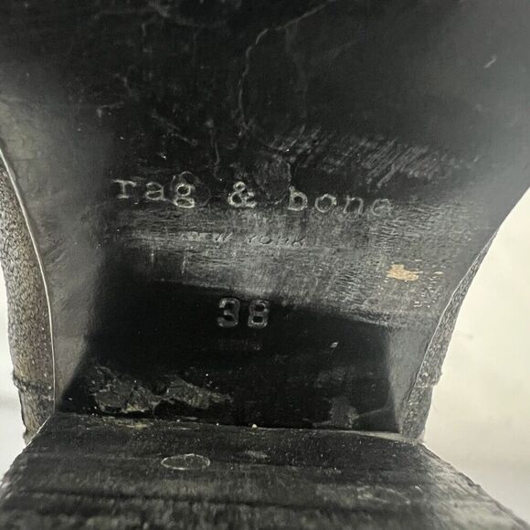 Rag & Bone Womens Size 38 US 8 Black Distressed Leather Ankle Boot Bootie - Picture 9 of 9